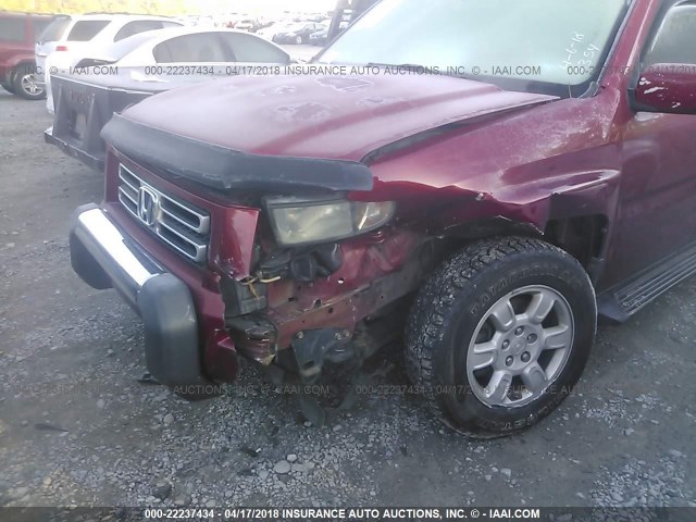 2HJYK16566H542354 - 2006 HONDA RIDGELINE RTL RED photo 6