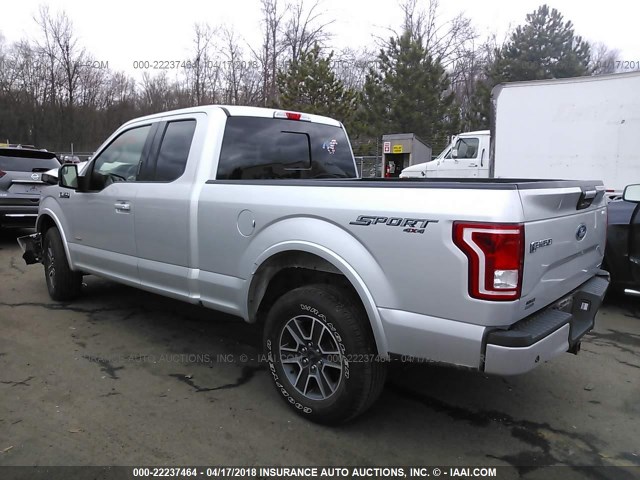 1FTFX1EGXGFB89734 - 2016 FORD F150 SUPER CAB SILVER photo 3