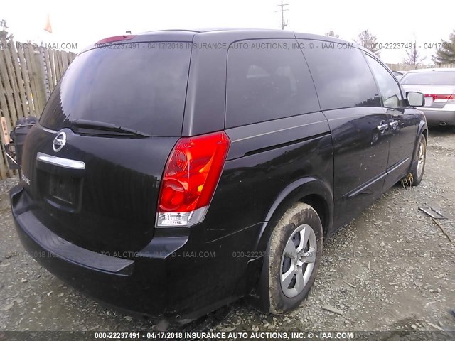 5N1BV28U08N118444 - 2008 NISSAN QUEST S/SE/SL BLACK photo 4