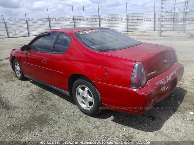 2G1WW12EX49436012 - 2004 CHEVROLET MONTE CARLO LS RED photo 3