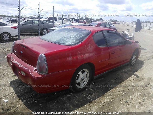 2G1WW12EX49436012 - 2004 CHEVROLET MONTE CARLO LS RED photo 4