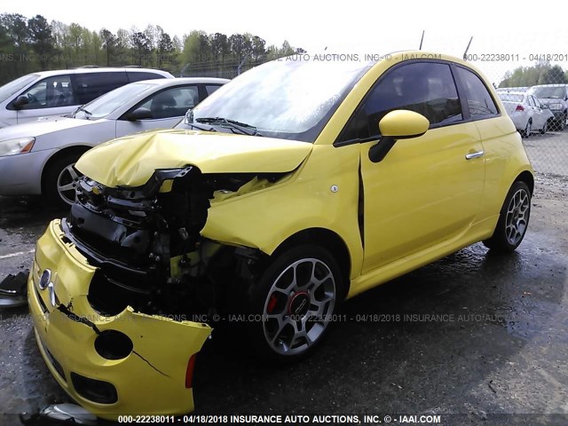 3C3CFFBR2DT539081 - 2013 FIAT 500 SPORT YELLOW photo 2