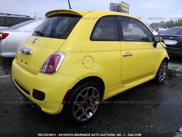 3C3CFFBR2DT539081 - 2013 FIAT 500 SPORT YELLOW photo 4