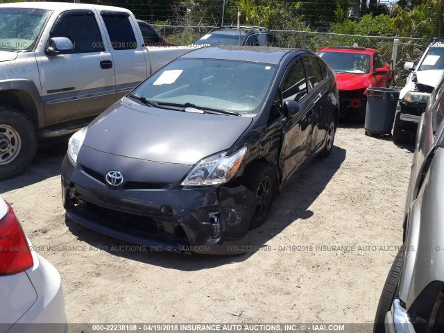 JTDKN3DU7D5700499 - 2013 TOYOTA PRIUS GRAY photo 2