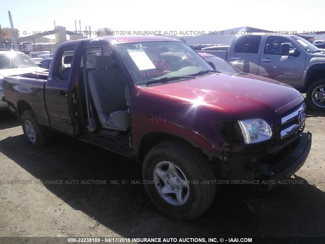 5TBRN34163S433782 - 2003 TOYOTA TUNDRA ACCESS CAB SR5 BURGUNDY photo 1