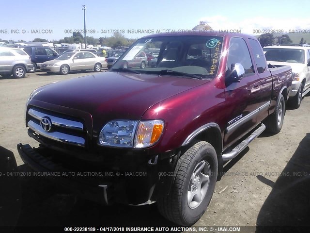 5TBRN34163S433782 - 2003 TOYOTA TUNDRA ACCESS CAB SR5 BURGUNDY photo 2