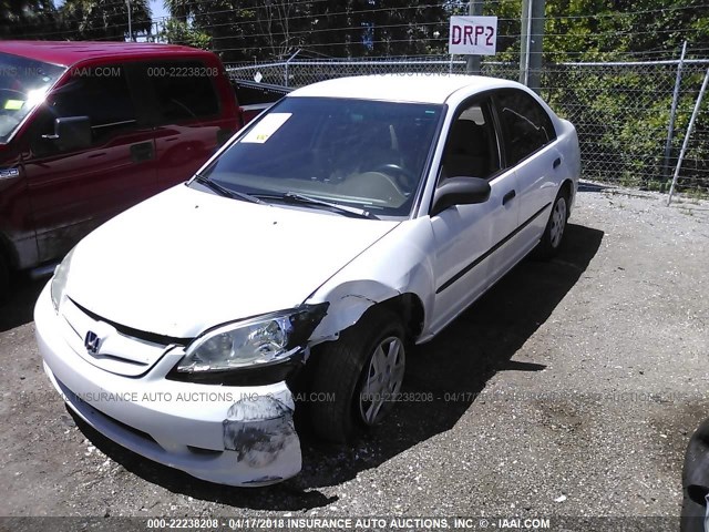 2HGES16315H628404 - 2005 HONDA CIVIC DX VP WHITE photo 2