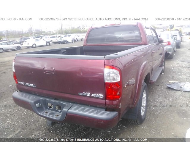 5TBDT481X4S464745 - 2004 TOYOTA TUNDRA DOUBLE CAB LIMITED RED photo 4