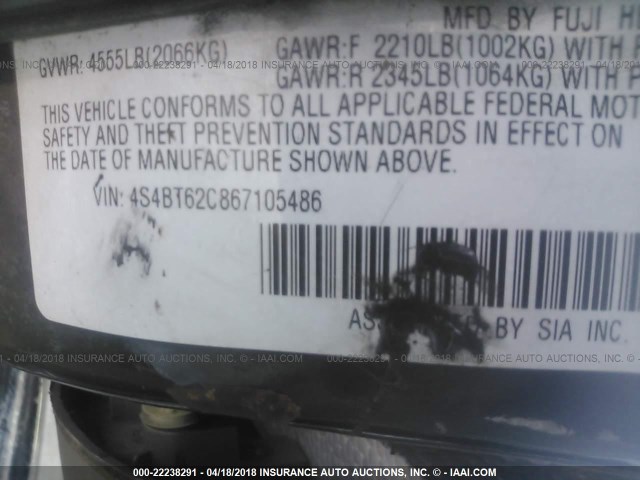 4S4BT62C867105486 - 2006 SUBARU BAJA SPORT BLACK photo 9