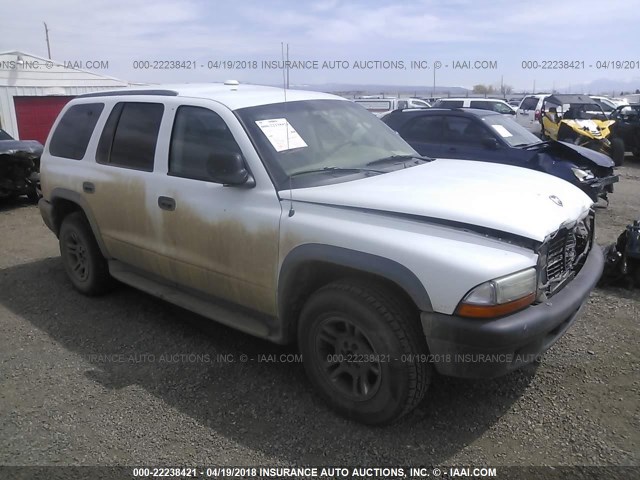 1D4HS38N23F623672 - 2003 DODGE DURANGO SPORT WHITE photo 1