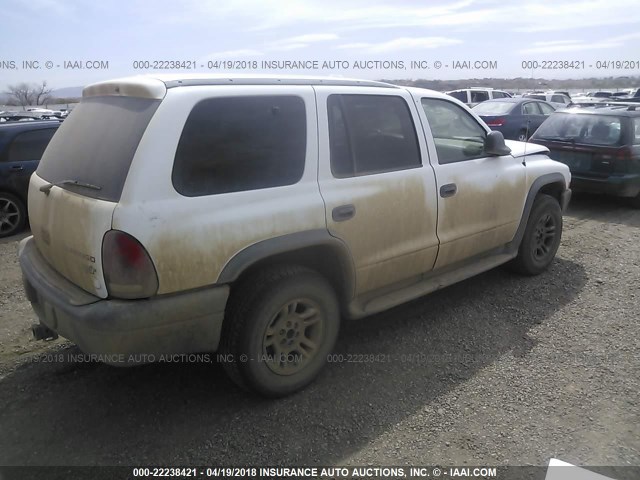 1D4HS38N23F623672 - 2003 DODGE DURANGO SPORT WHITE photo 4