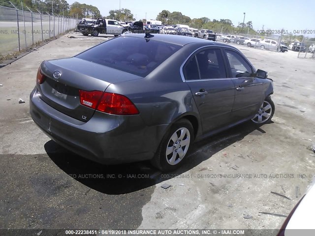 KNAGE228X95325220 - 2009 KIA OPTIMA LX/EX GRAY photo 4