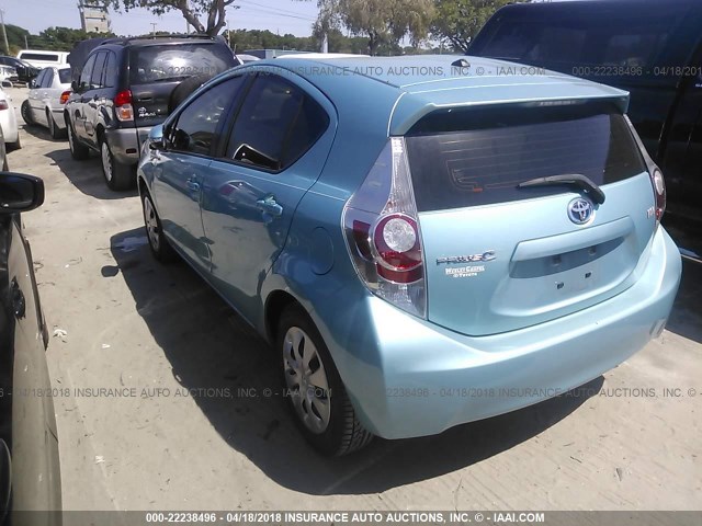 JTDKDTB31E1079928 - 2014 TOYOTA PRIUS C BLUE photo 3