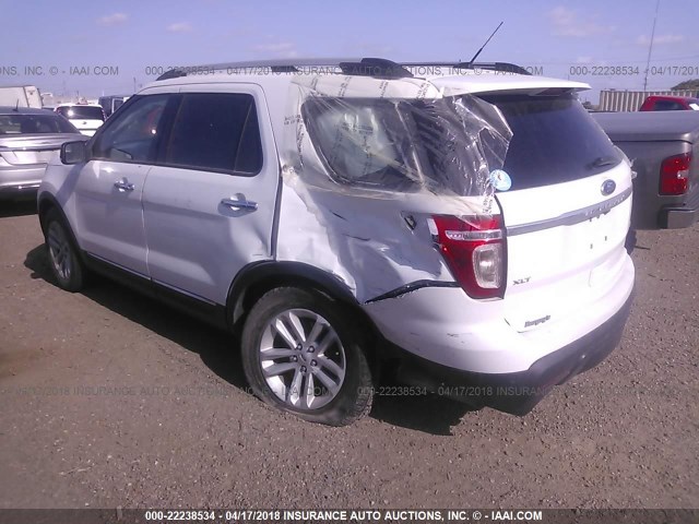 1FM5K8D87EGA15698 - 2014 FORD EXPLORER XLT WHITE photo 3