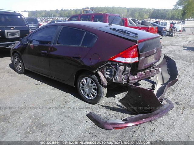 JHMZE2H33BS010160 - 2011 HONDA INSIGHT BURGUNDY photo 3