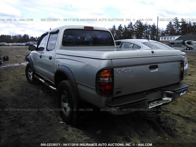 5TEHN72N22Z896763 - 2002 TOYOTA TACOMA DOUBLE CAB SILVER photo 3