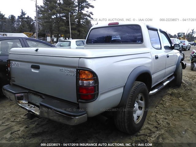 5TEHN72N22Z896763 - 2002 TOYOTA TACOMA DOUBLE CAB SILVER photo 4