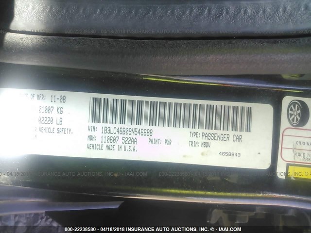 1B3LC46B09N546688 - 2009 DODGE AVENGER SE/SXT BLACK photo 9