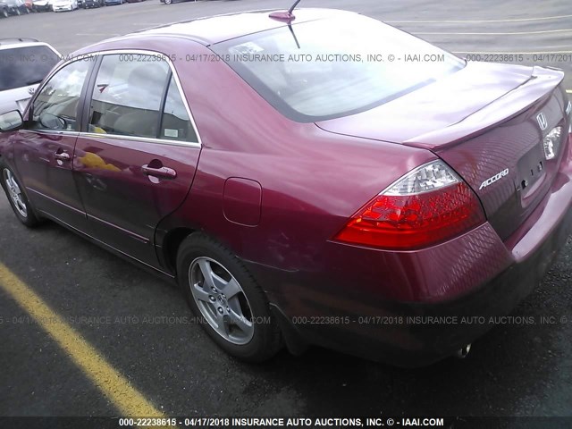 JHMCN36506C002162 - 2006 HONDA ACCORD HYBRID RED photo 3