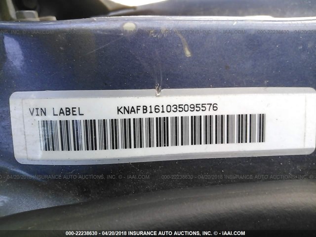 KNAFB161035095576 - 2003 KIA SPECTRA GS/GSX BLUE photo 9