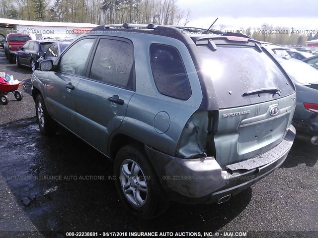 KNDJF723877354594 - 2007 KIA SPORTAGE EX/LX GREEN photo 3