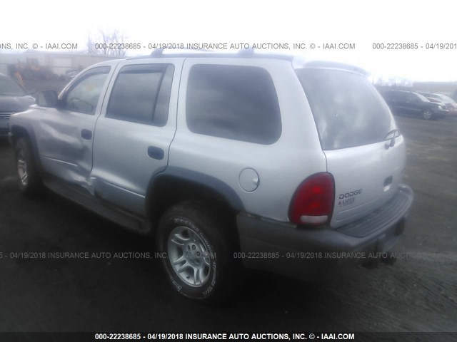 1D4HS38N93F510396 - 2003 DODGE DURANGO SPORT SILVER photo 3