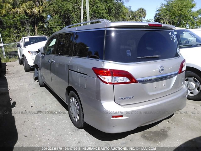 JN8AE2KP7C9040768 - 2012 NISSAN QUEST S/SV/SL/LE SILVER photo 3