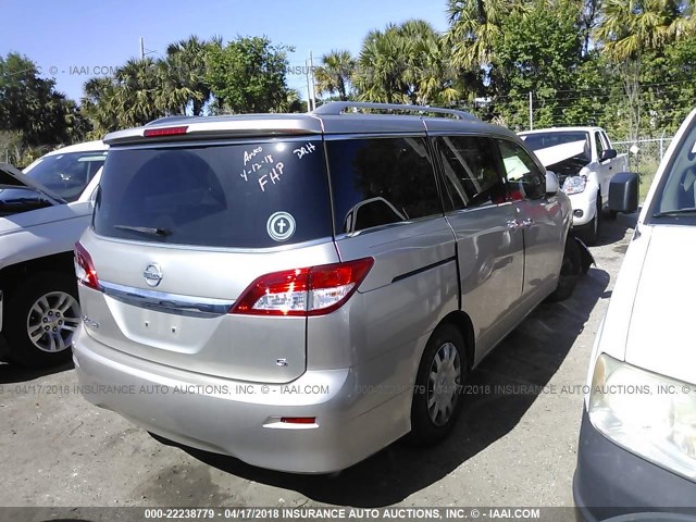 JN8AE2KP7C9040768 - 2012 NISSAN QUEST S/SV/SL/LE SILVER photo 4