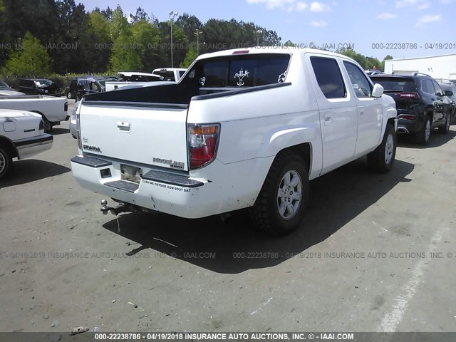 2HJYK16506H553141 - 2006 HONDA RIDGELINE RTL WHITE photo 4