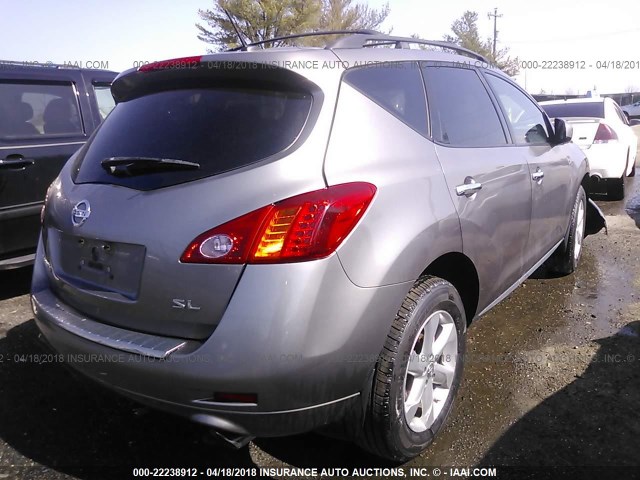 JN8AZ18U79W031168 - 2009 NISSAN MURANO S/SL GRAY photo 4