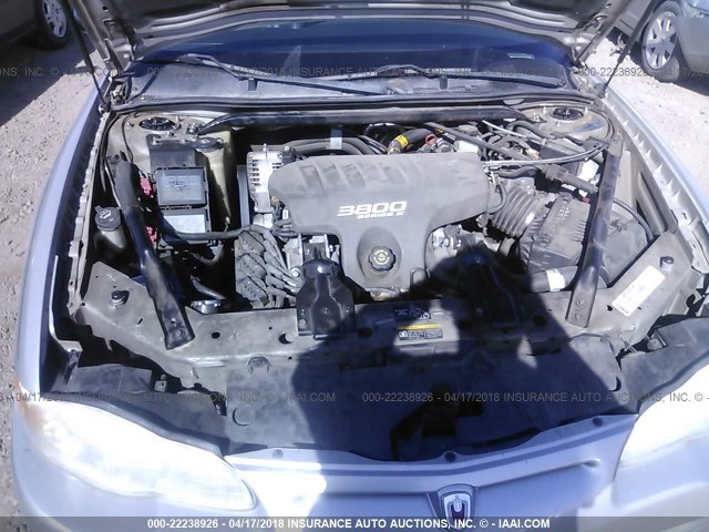 2G1WX15K829170047 - 2002 CHEVROLET MONTE CARLO SS ვერცხლისფერი ფოტო 10