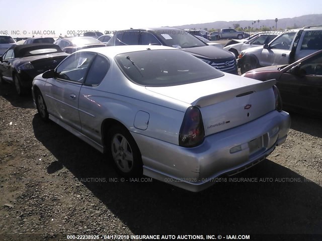 2G1WX15K829170047 - 2002 CHEVROLET MONTE CARLO SS SILVER photo 3