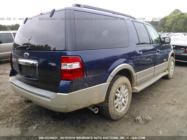 1FMFK18518LA82823 - 2008 FORD EXPEDITION EL EDDIE BAUER BLUE photo 4