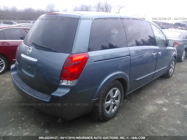 5N1BV28U39N101719 - 2009 NISSAN QUEST S/SE/SL BLUE photo 4