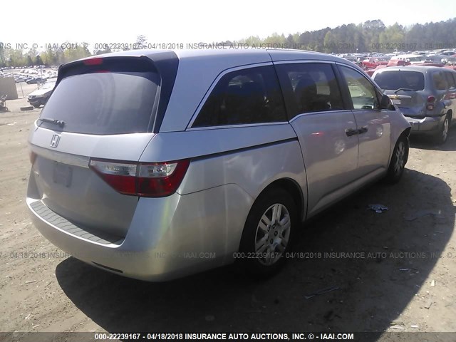 5FNRL5H29DB024130 - 2013 HONDA ODYSSEY LX SILVER photo 4