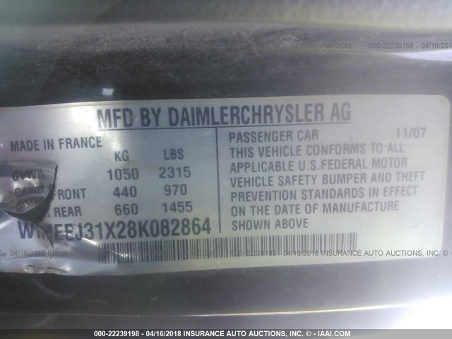 WMEEJ31X28K082864 - 2008 SMART FORTWO PURE/PASSION BEIGE photo 9