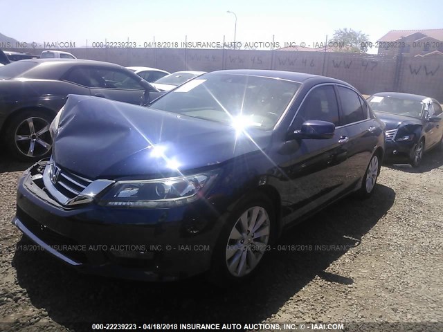 1HGCR2F83FA022901 - 2015 HONDA ACCORD EXL BLUE photo 2