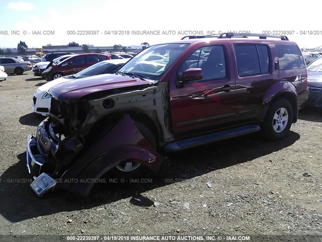 5N1AR18U05C760888 - 2005 NISSAN PATHFINDER LE/SE/XE RED photo 2