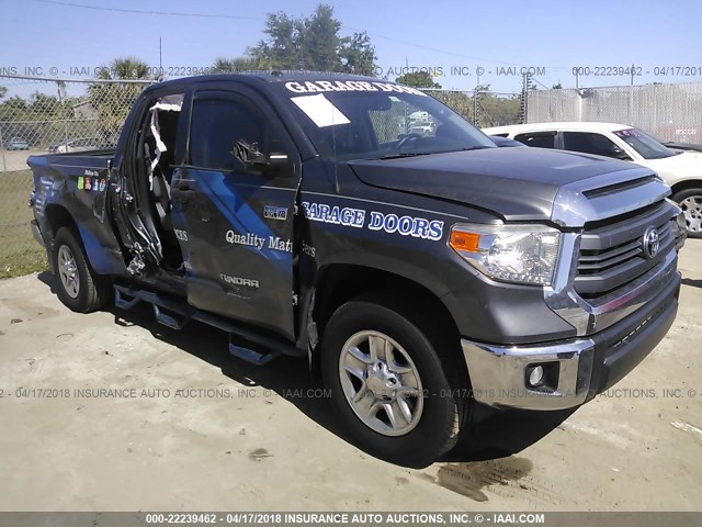 5TFUW5F13EX364666 - 2014 TOYOTA TUNDRA DOUBLE CAB SR/SR5 GRAY photo 1