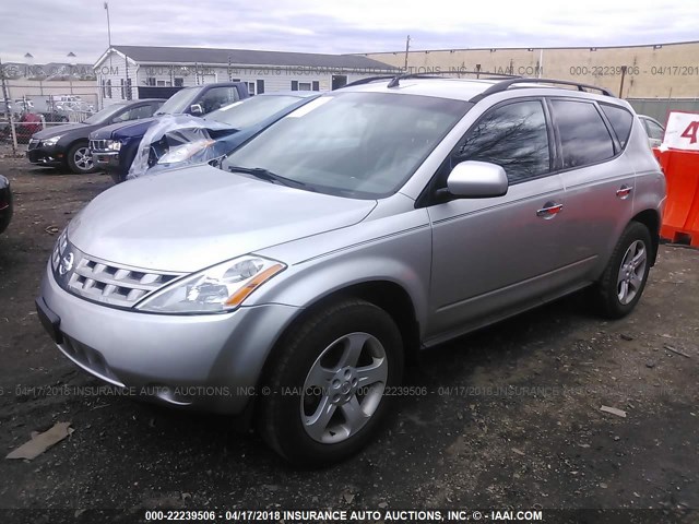 JN8AZ08T35W314677 - 2005 NISSAN MURANO SL/SE/S SILVER photo 2