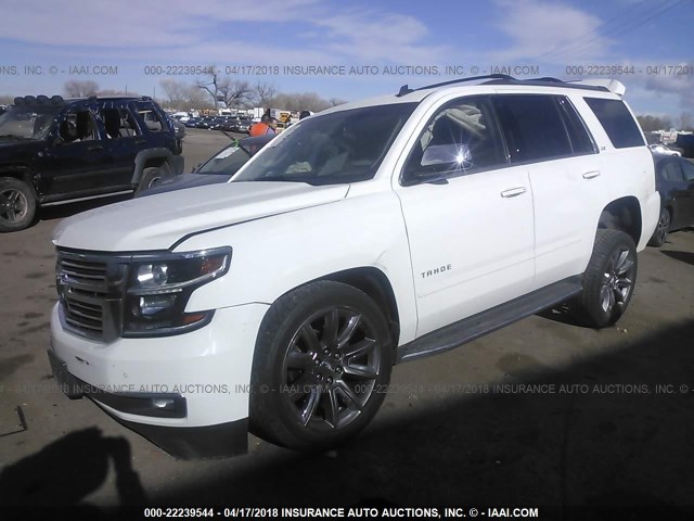 1GNSKCKC3FR303166 - 2015 CHEVROLET TAHOE K1500 LTZ WHITE photo 2