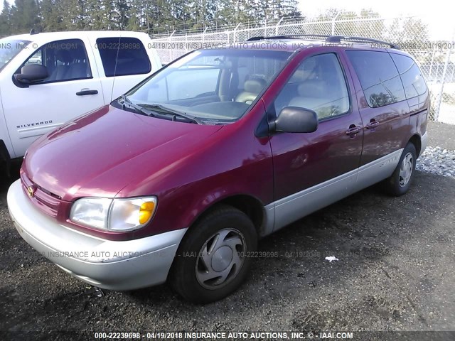 4T3ZF13C7WU009204 - 1998 TOYOTA SIENNA LE/XLE BURGUNDY photo 2