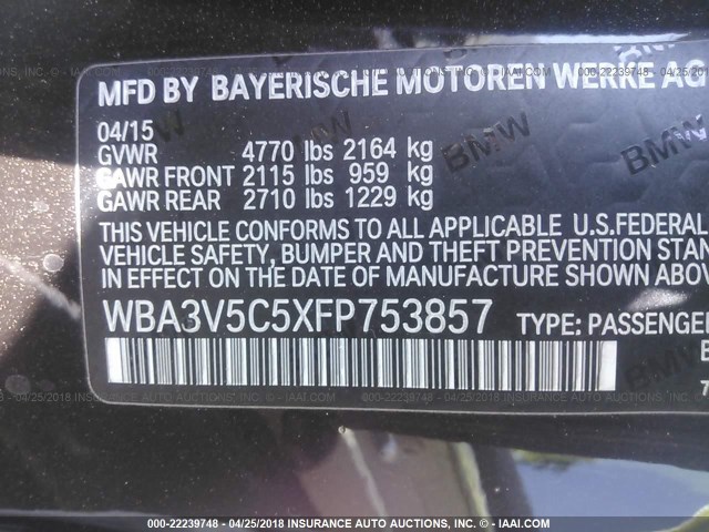 WBA3V5C5XFP753857 - 2015 BMW 428 I ბურგუნდია ფოტო 9