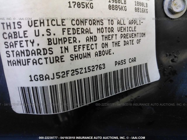 1G8AJ52F25Z152763 - 2005 SATURN ION LEVEL 2 Boz foto 9