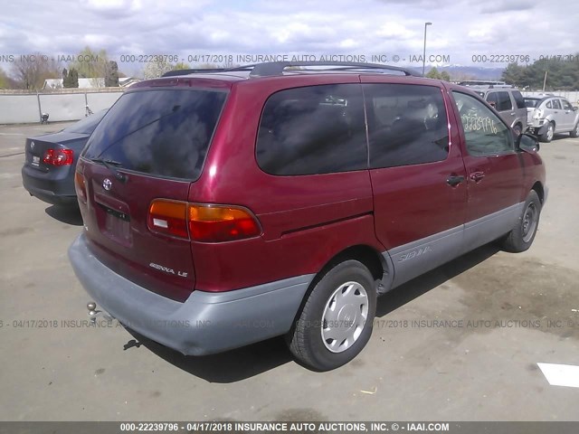 4T3ZF13C2WU042109 - 1998 TOYOTA SIENNA LE/XLE RED photo 4
