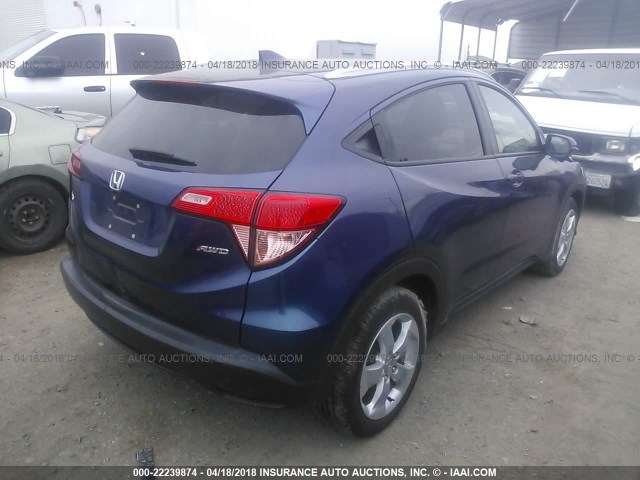 3CZRU6H76GM709484 - 2016 HONDA HR-V EXL BLUE photo 4