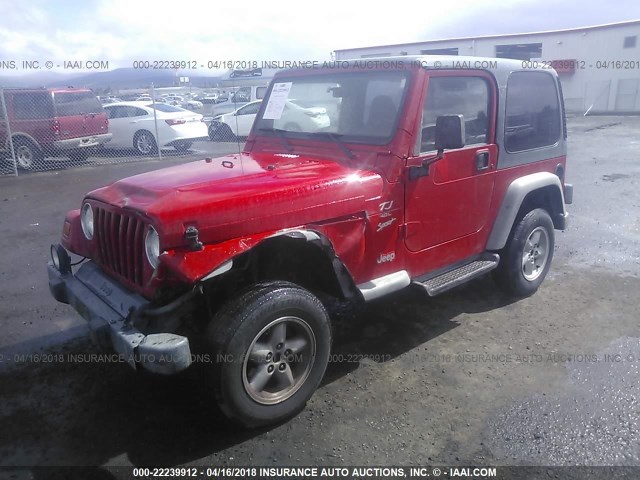 1J4FY19SXXP449744 - 1999 JEEP WRANGLER / TJ SPORT RED photo 2