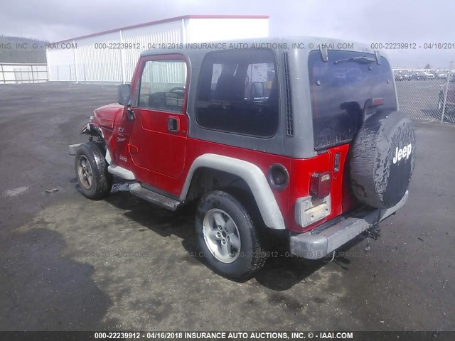 1J4FY19SXXP449744 - 1999 JEEP WRANGLER / TJ SPORT RED photo 3