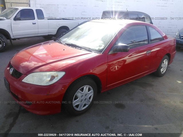 1HGEM21335L028641 - 2005 HONDA CIVIC DX VP RED photo 2