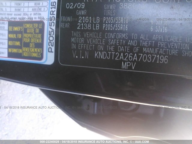 KNDJT2A26A7037196 - 2010 KIA SOUL +/!/SPORT 黑色 照片 9